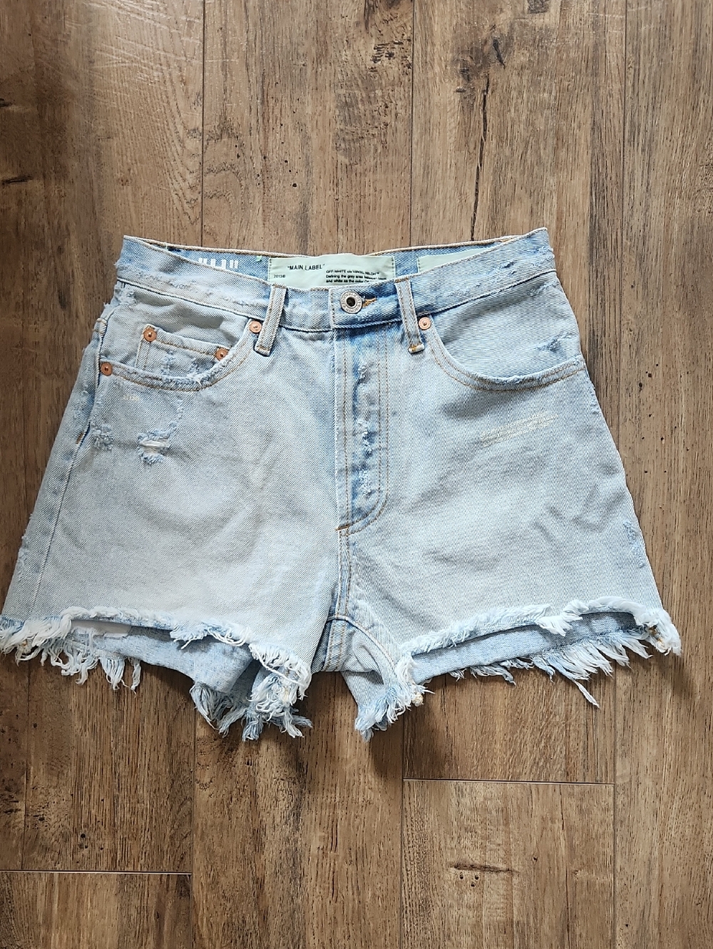 Off-Whitw Denim Cut-off Shorts